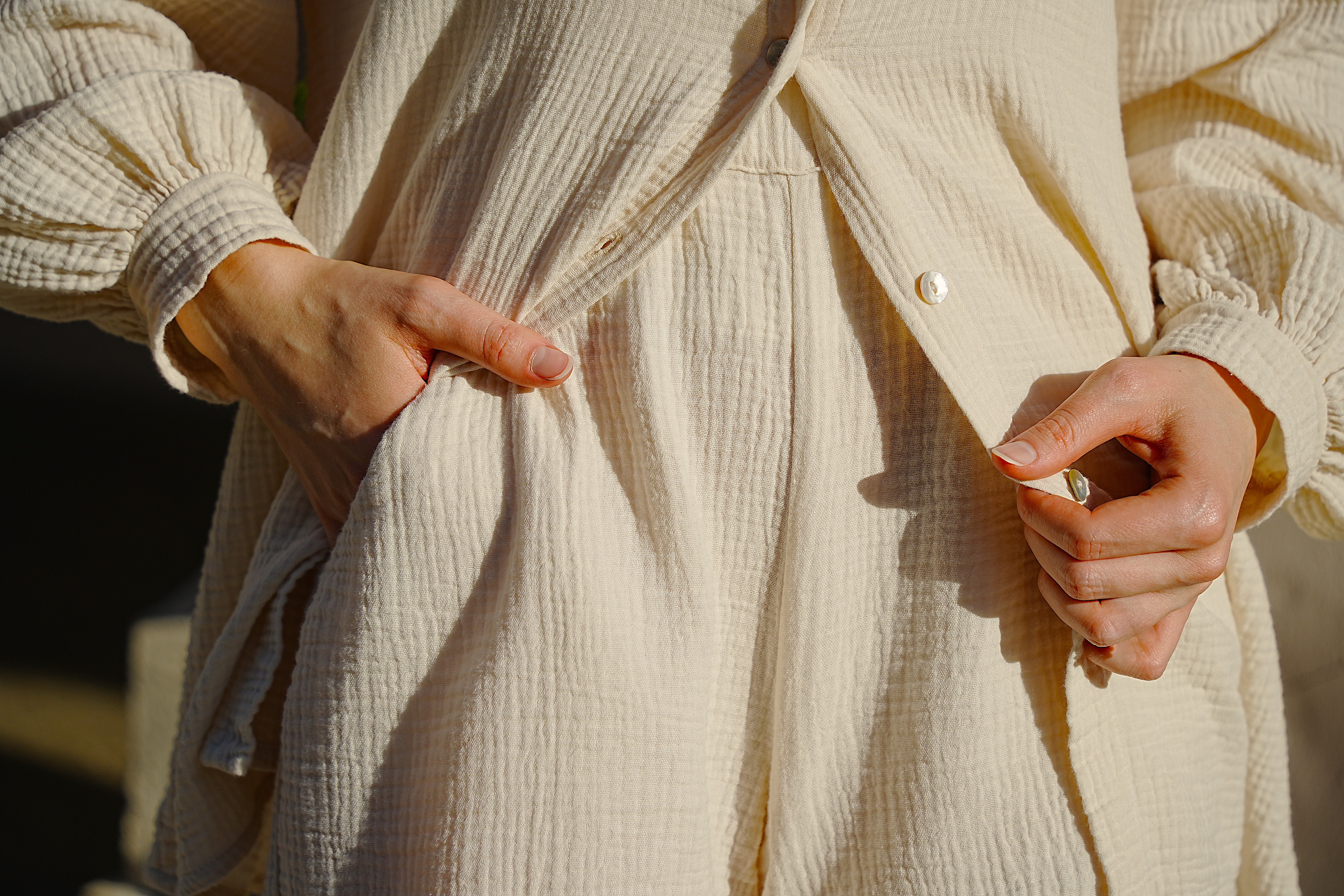 Sicily Set — button and textured cotton detail